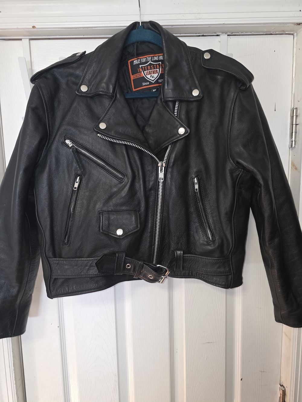 Vintage Interstate Leather Classic Black Biker Jacket,size Xl
